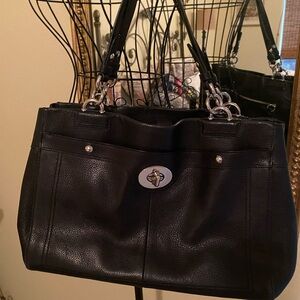 COACH Black Leather Tote Bag